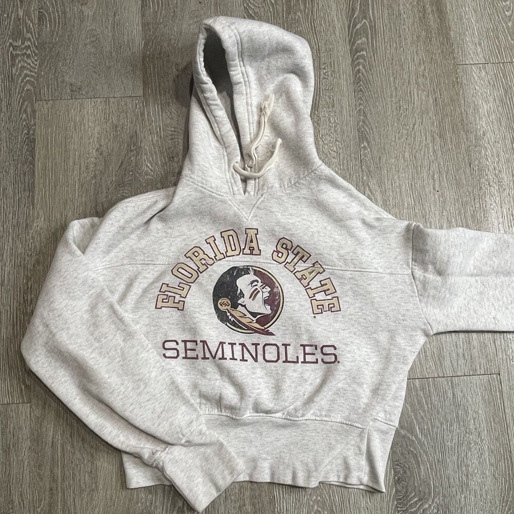 FSU Florida State Seminoles Hoodie Cropped Gray Size M 8-10 Russell